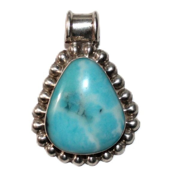 Vintage Sterling Silver Taxco Mexico Blue Stone Southwestern Sllider Penadnt - Picture 1 of 5